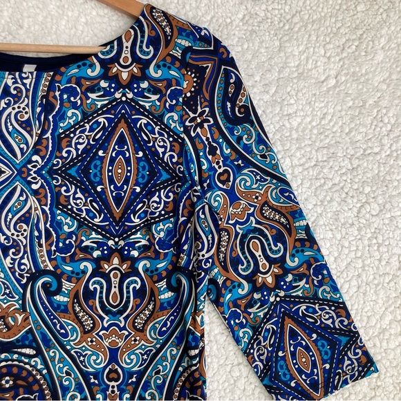 Gilli quarter length sleeves blue paisley print shift dress - Picture 8 of 15